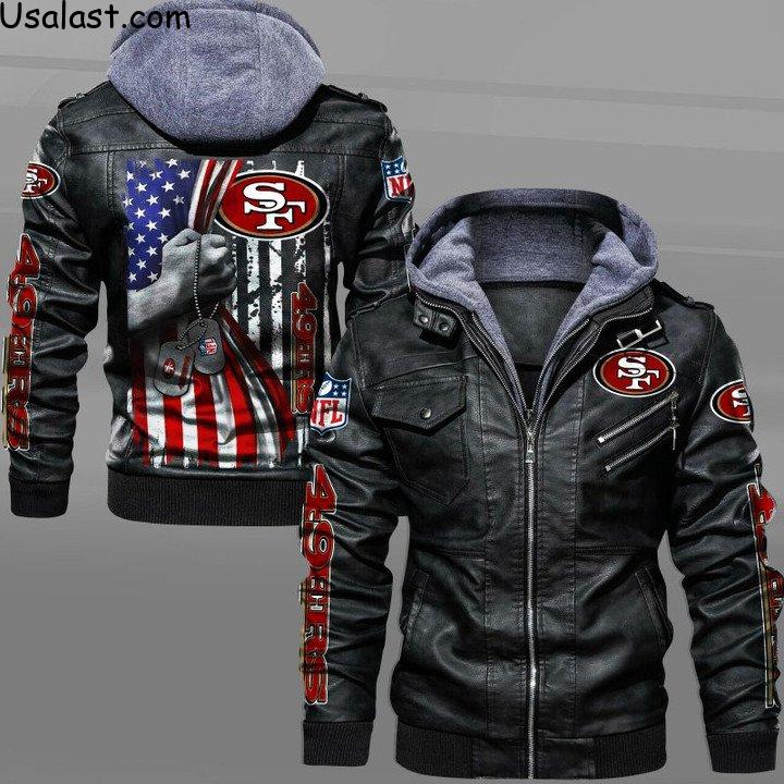 San Francisco 49ers Military Dog Tag Leather Jacket - HVsun