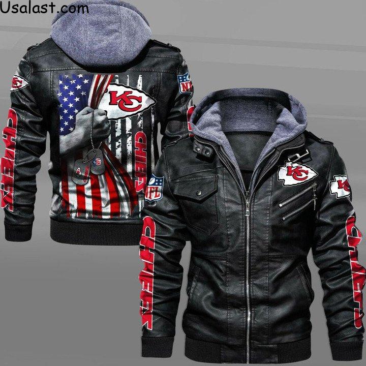 Kansas City Chiefs Military Dog Tag Leather Jacket - HVsun