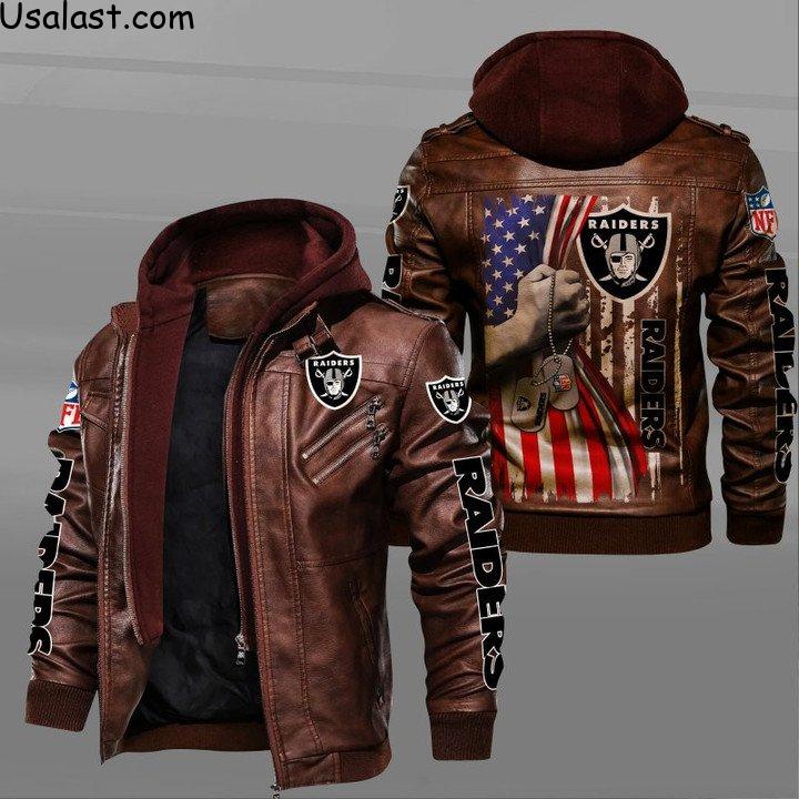 Las Vegas Raiders Military Dog Tag Leather Jacket - HVsun