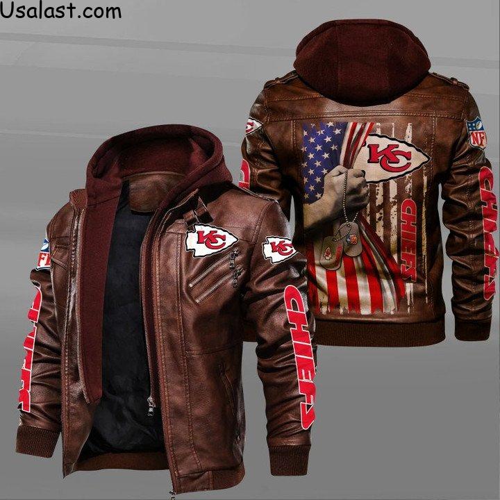 Kansas City Chiefs Military Dog Tag Leather Jacket - HVsun