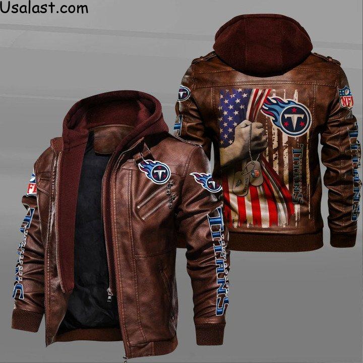Tennessee Titans Military Dog Tag Leather Jacket - HVsun