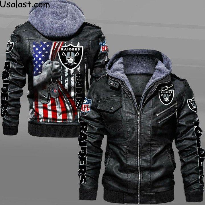 Las Vegas Raiders Military Dog Tag Leather Jacket - HVsun