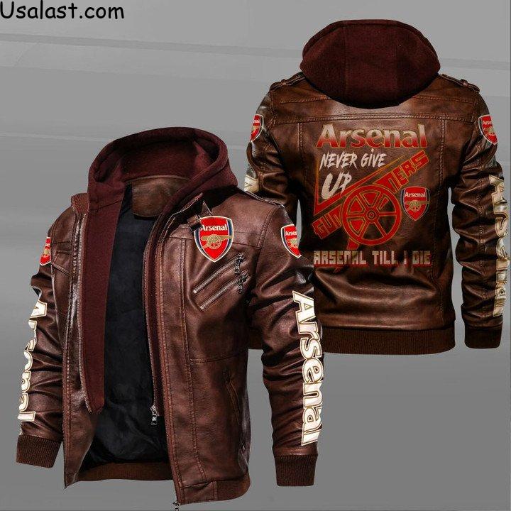 Arsenal Never Give Up Leather Jacket - HVsun