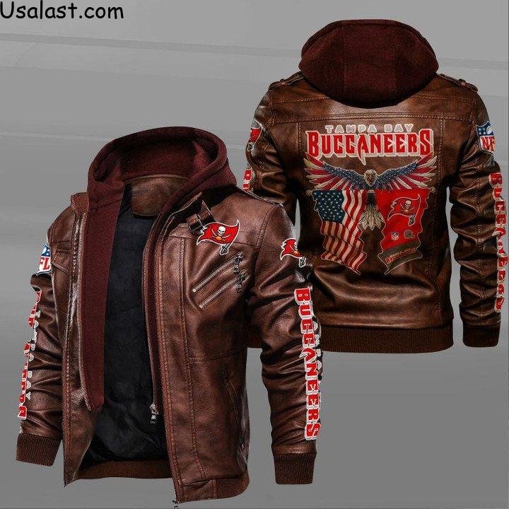 Tampa Bay Buccaneers Bald Eagle American Flag Leather Jacket - HVsun