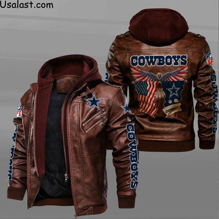 Dallas Cowboys Bald Eagle American Flag Leather Jacket - USALast