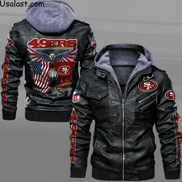 San Francisco 49ers Bald Eagle American Flag Leather Jacket - HVsun
