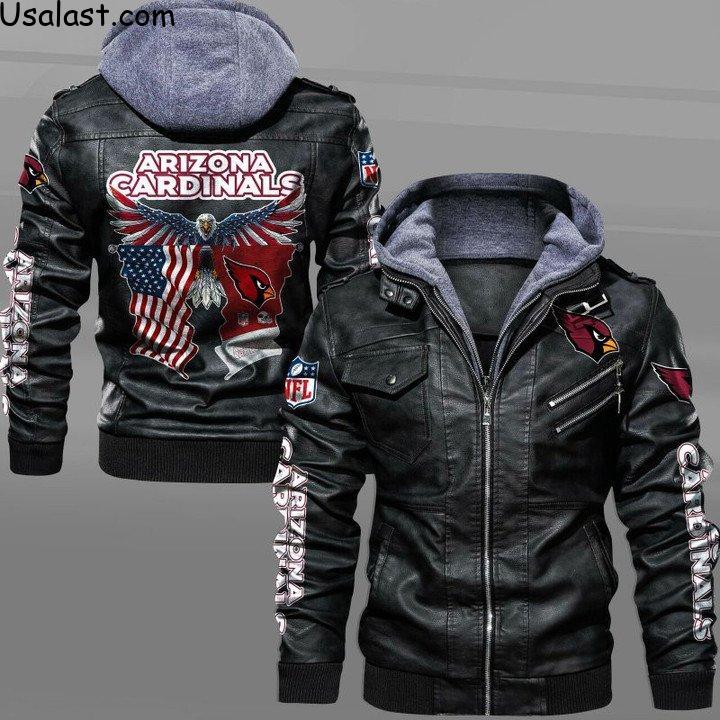 Arizona Cardinals Bald Eagle American Flag Leather Jacket - HVsun
