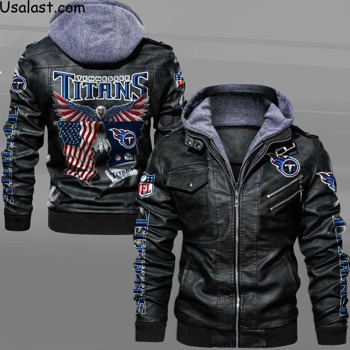 Tennessee Titans Bald Eagle American Flag Leather Jacket - HVsun