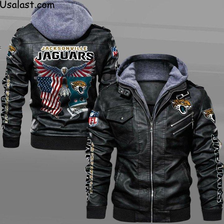 Jacksonville Jaguars Bald Eagle American Flag Leather Jacket - HVsun
