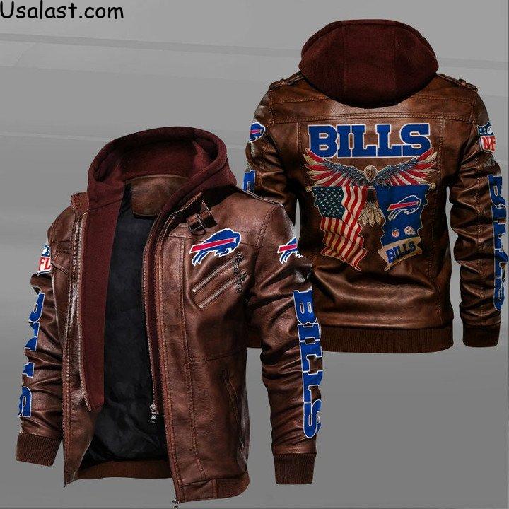 Buffalo Bills Bald Eagle American Flag Leather Jacket - HVsun