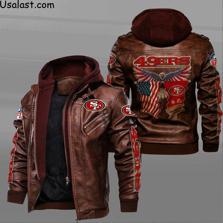 San Francisco 49ers Bald Eagle American Flag Leather Jacket - HVsun