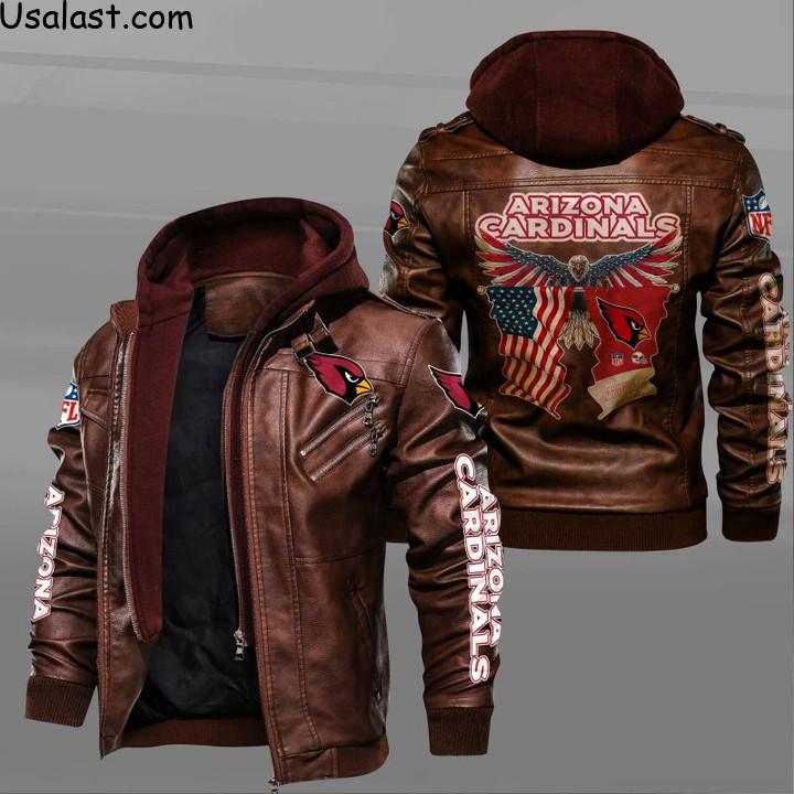 Arizona Cardinals Bald Eagle American Flag Leather Jacket - HVsun