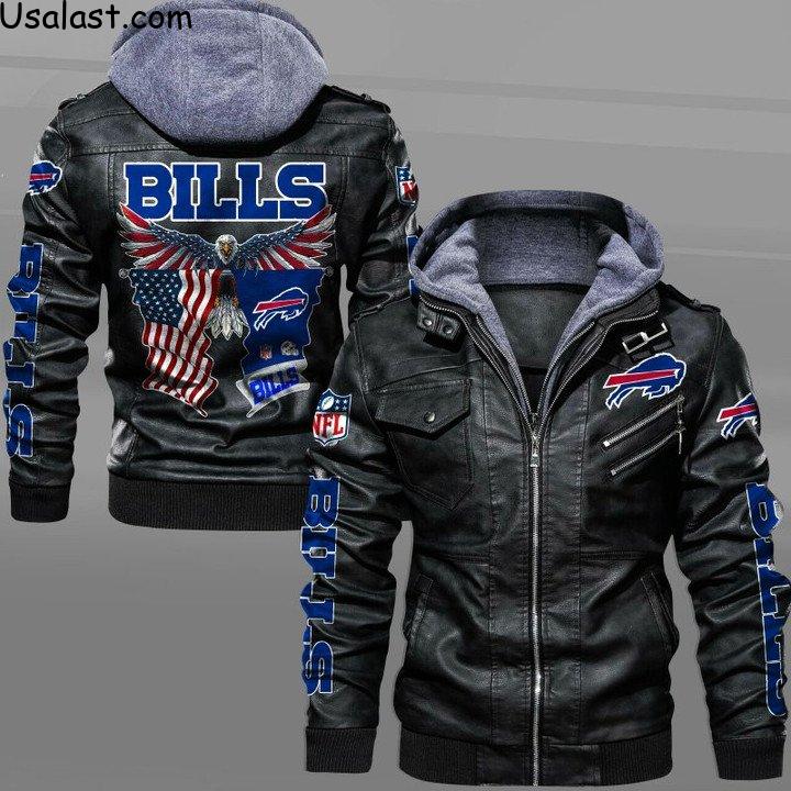 Buffalo Bills Bald Eagle American Flag Leather Jacket - HVsun