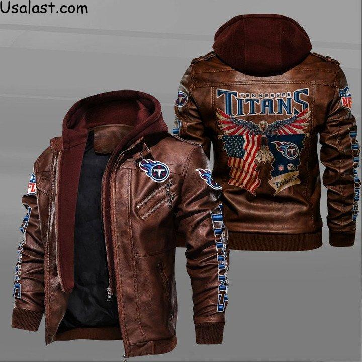 Tennessee Titans Bald Eagle American Flag Leather Jacket - HVsun