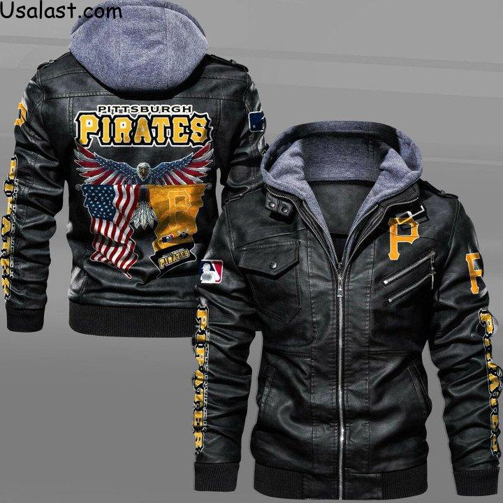 Pittsburgh Pirates Eagle American Flag Leather Jacket - HVsun