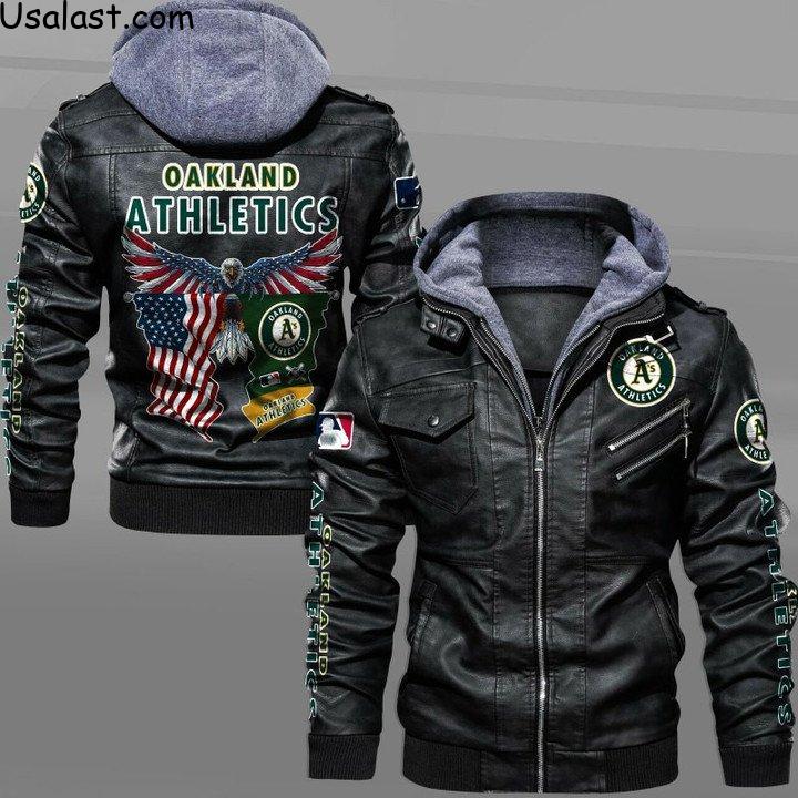 Oakland Athletics Eagle American Flag Leather Jacket - HVsun