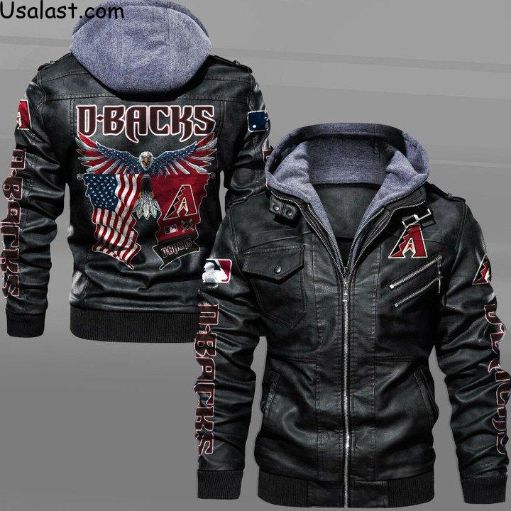 Arizona Diamondbacks Bald Eagle American Flag Leather Jacket - HVsun