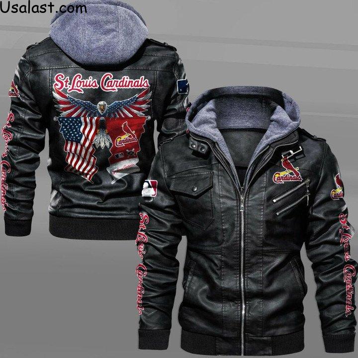 St. Louis Cardinals Eagle American Flag Leather Jacket - HVsun