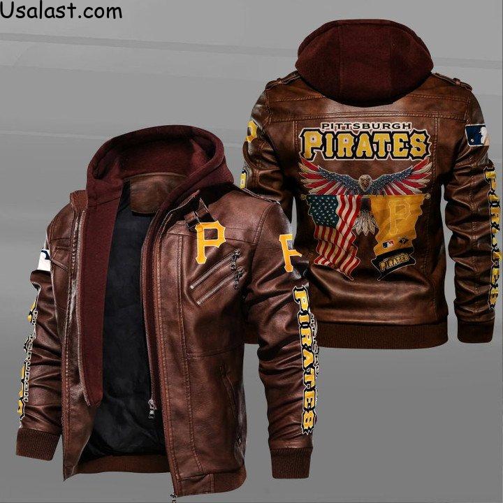 Pittsburgh Pirates Eagle American Flag Leather Jacket - HVsun