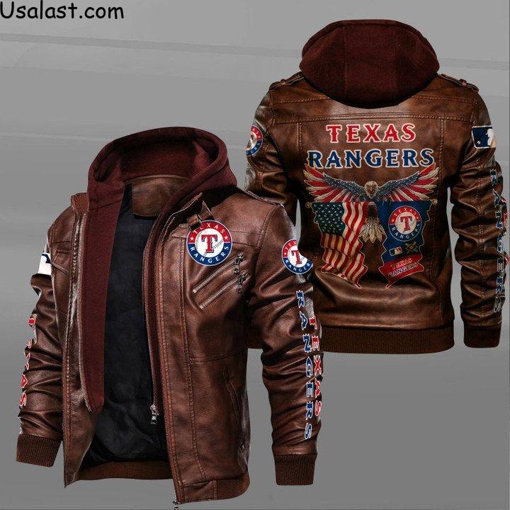 Texas Rangers Eagle American Flag Leather Jacket - HVsun