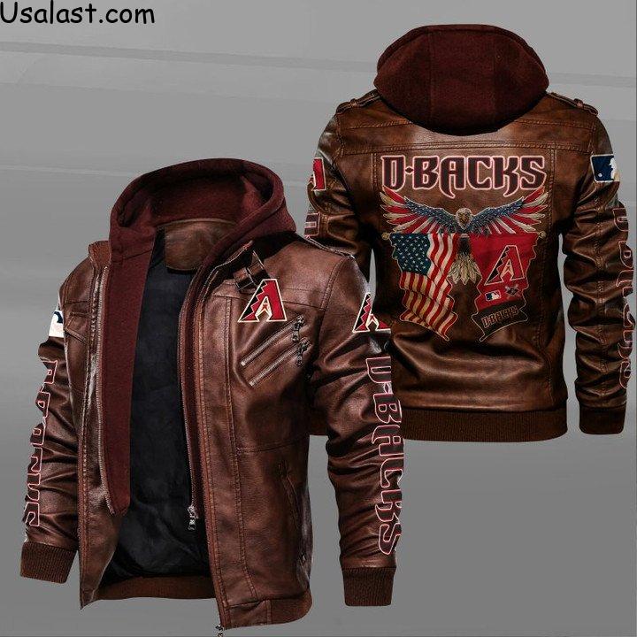Arizona Diamondbacks Bald Eagle American Flag Leather Jacket - HVsun