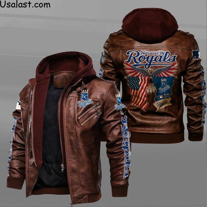 Kansas City Royals Eagle American Flag Leather Jacket - HVsun
