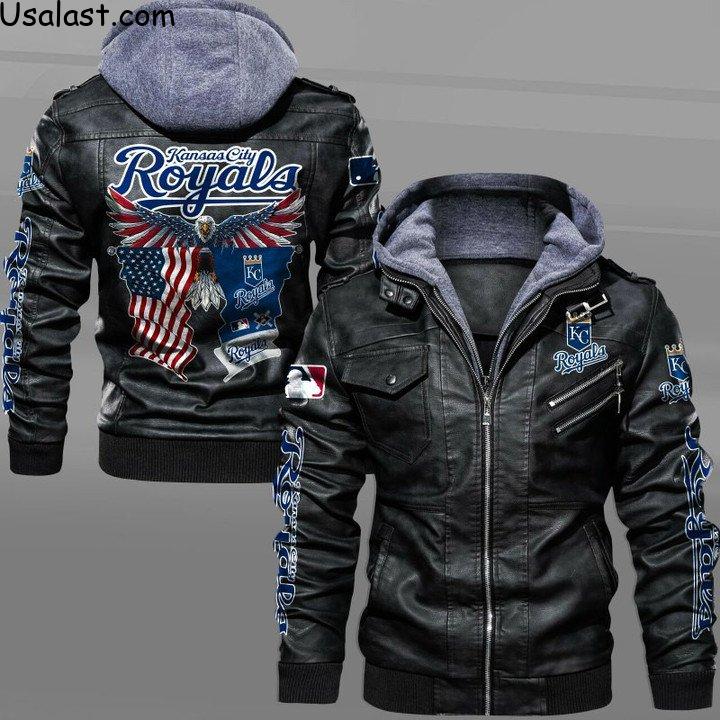 Kansas City Royals Eagle American Flag Leather Jacket - HVsun
