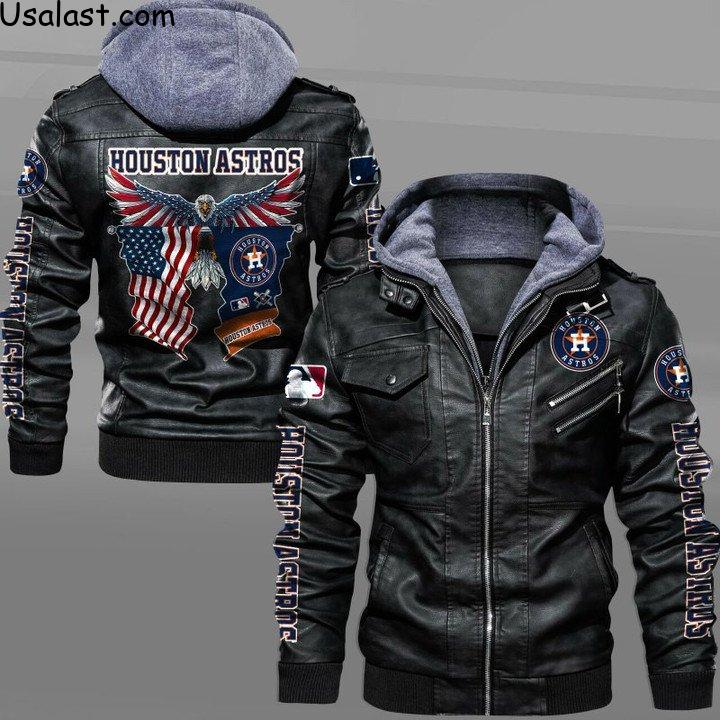 Houston Astros Eagle American Flag Leather Jacket - HVsun
