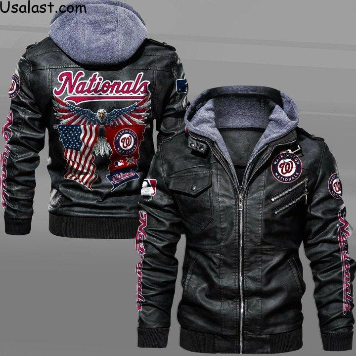 Washington Nationals Eagle American Flag Leather Jacket - HVsun