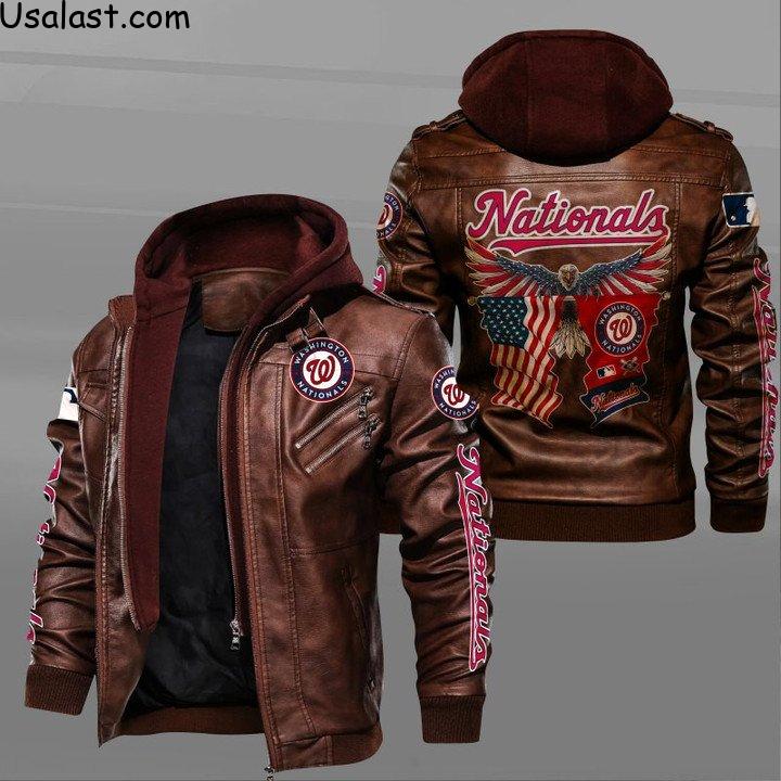 Washington Nationals Eagle American Flag Leather Jacket - HVsun
