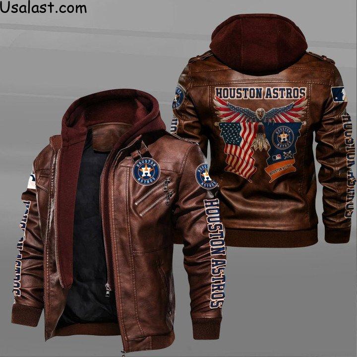 Houston Astros Eagle American Flag Leather Jacket - HVsun