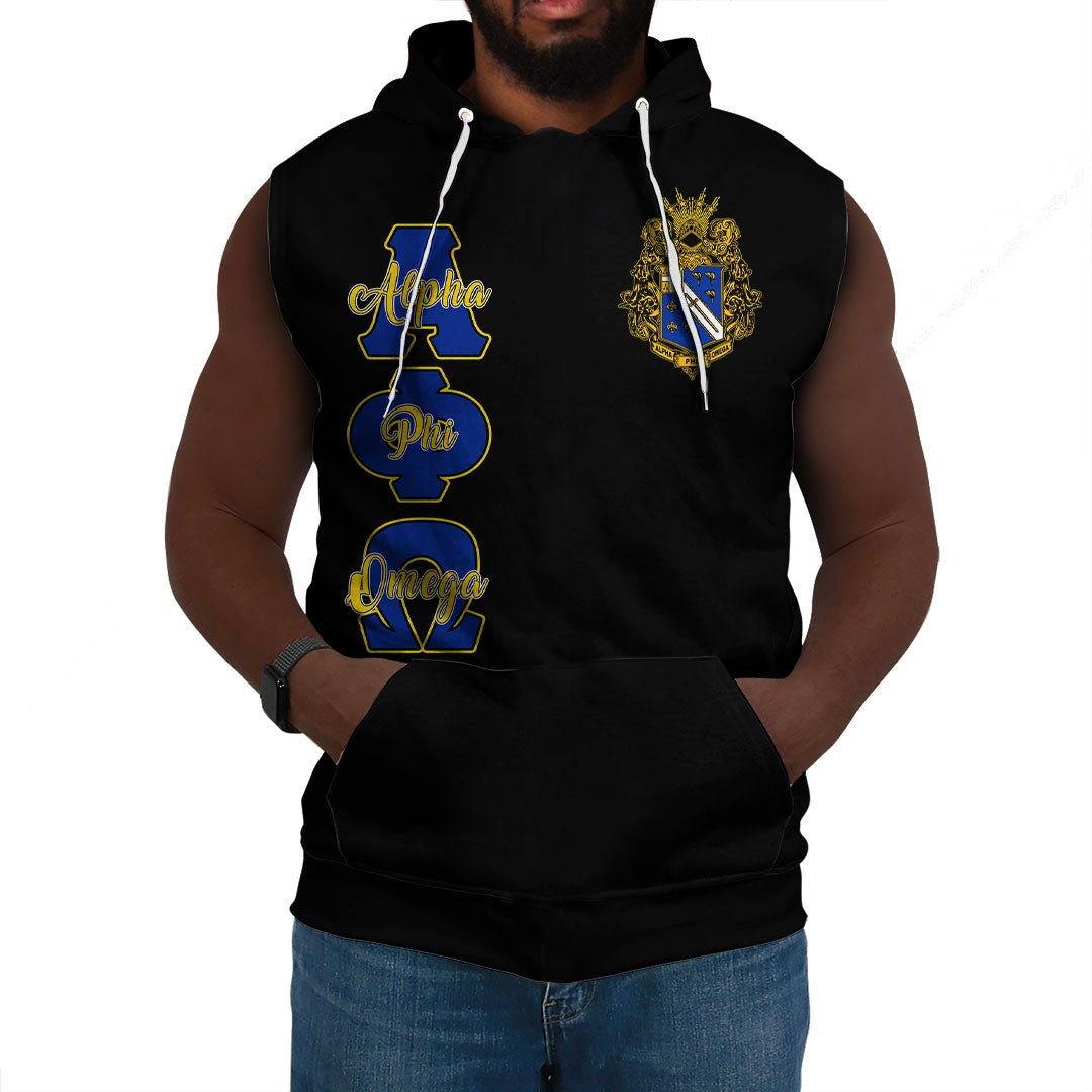Fraternity Hoodie - (Custom) Alpha Phi Omega Sleeveless Hoodie