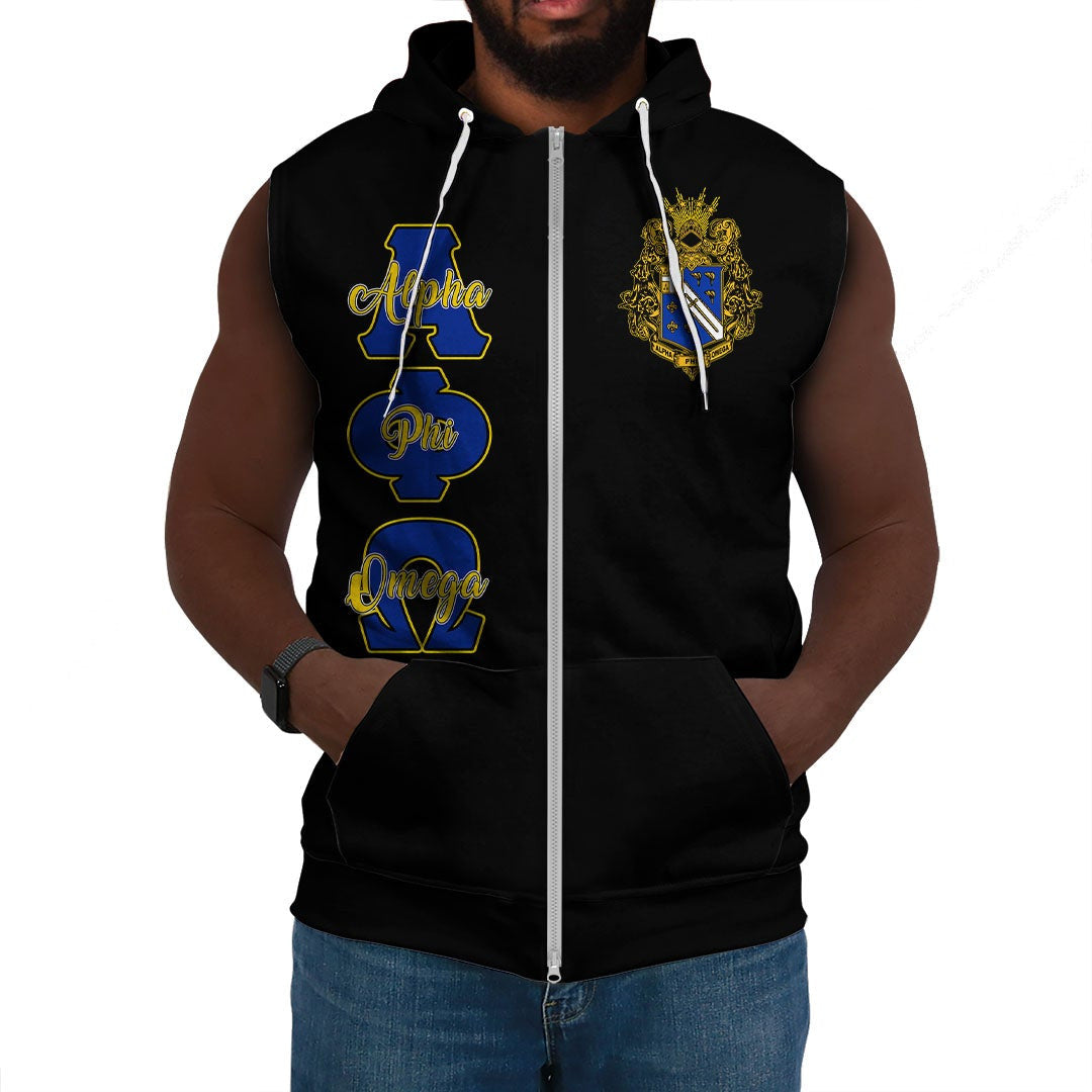 Fraternity Hoodie - (Custom) Alpha Phi Omega Sleeveless Hoodie