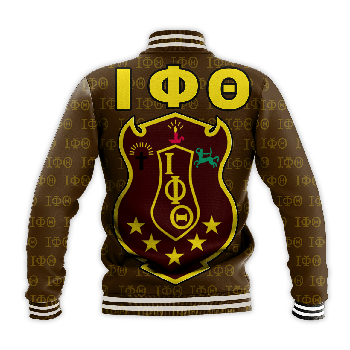 Fraternity Jacket - Iota Phi Theta Monogram Patterns Baseball Jacket