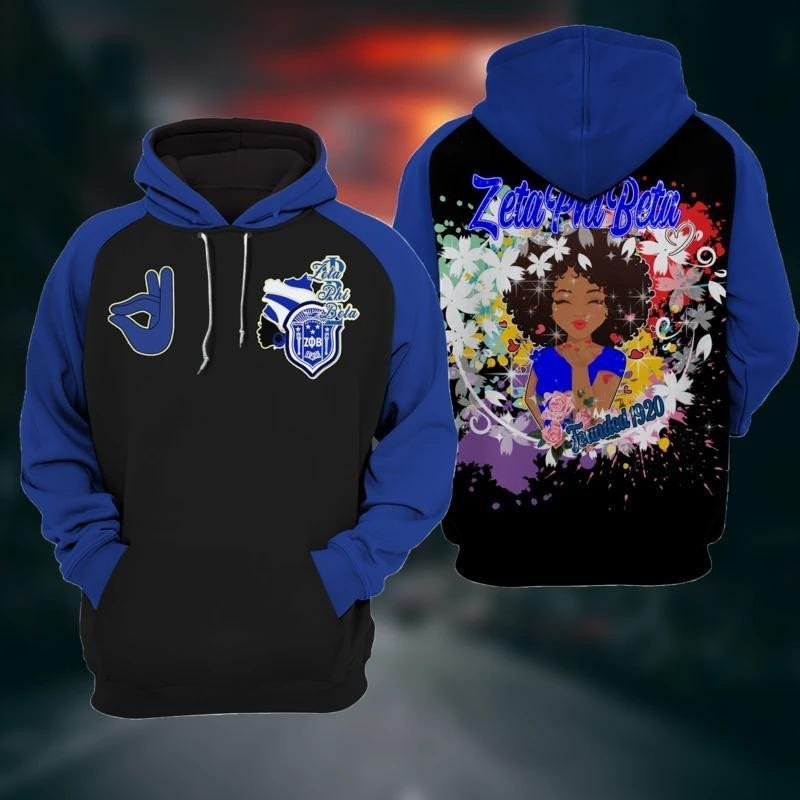Sorority Hoodie - Zeta Phi Beta Rainbow Flower Girl Hoodie