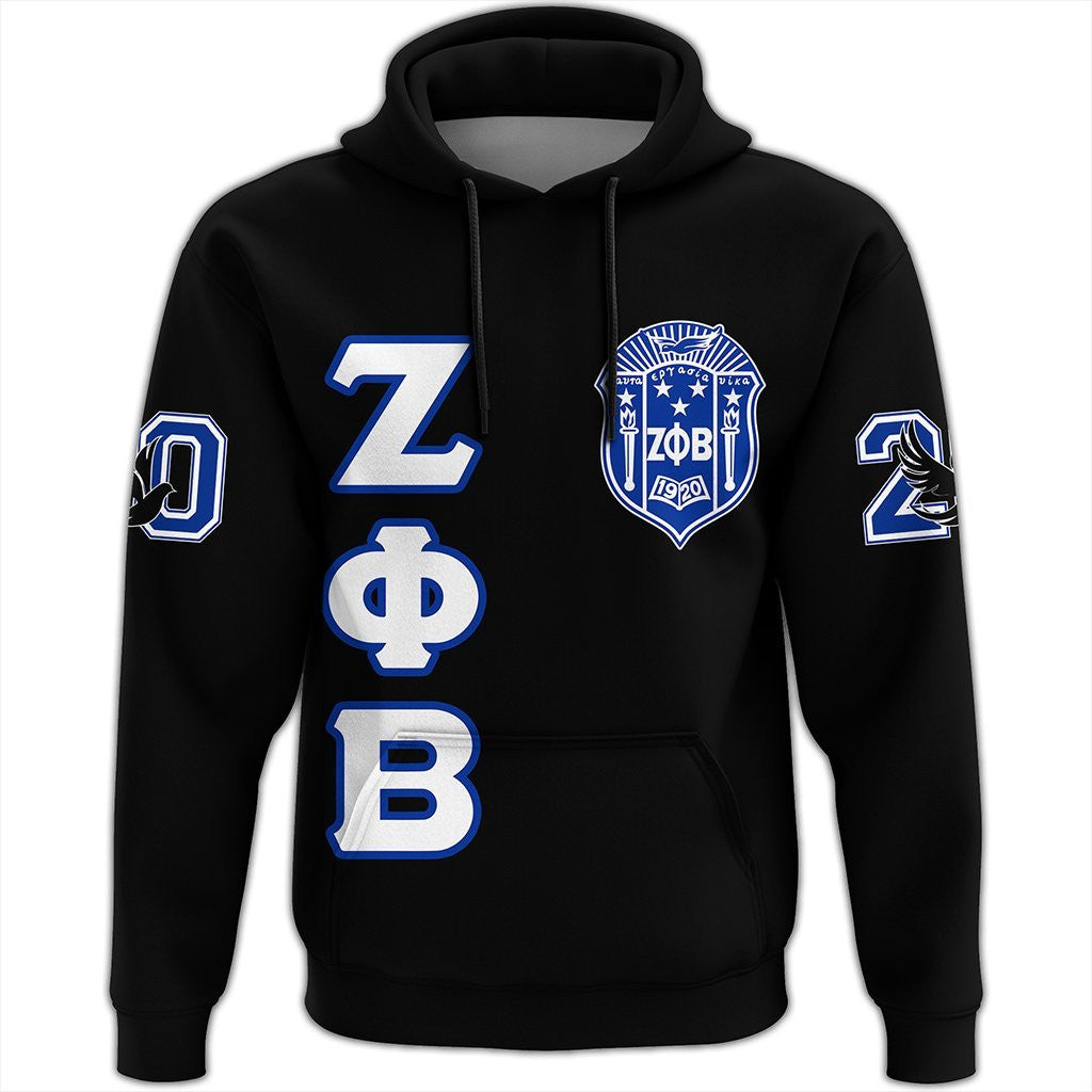 Sorority Hoodie - Zeta Phi Beta Letters Pullover Hoodie