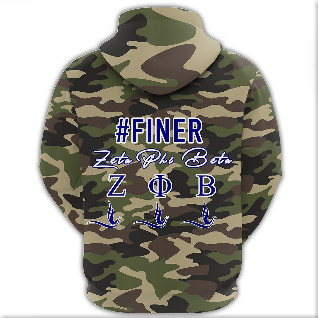 Sorority Hoodie - Zeta Phi Beta Camouflage Style Pullover Hoodie