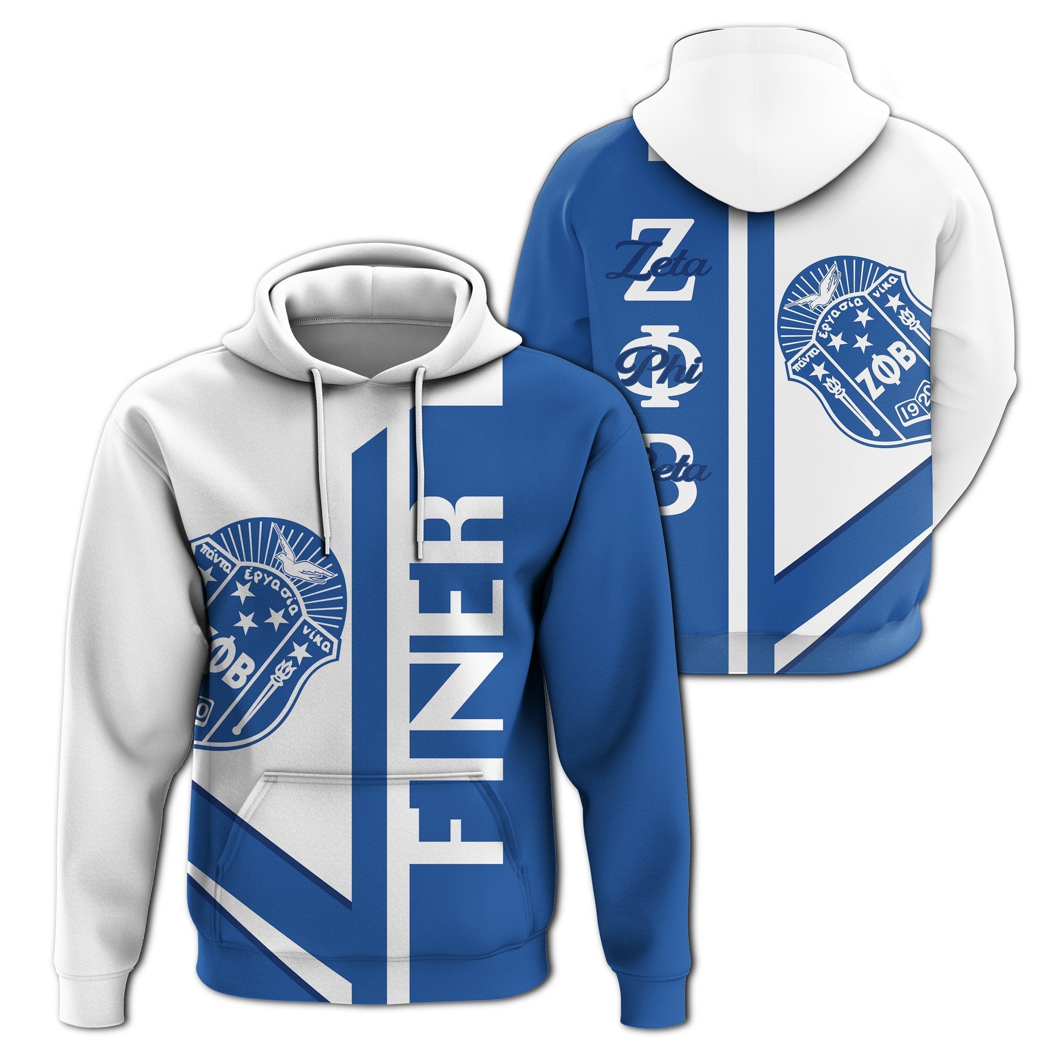 Sorority Hoodie - Zeta Phi Beta ZPB Half Concept Pullover Hoodie