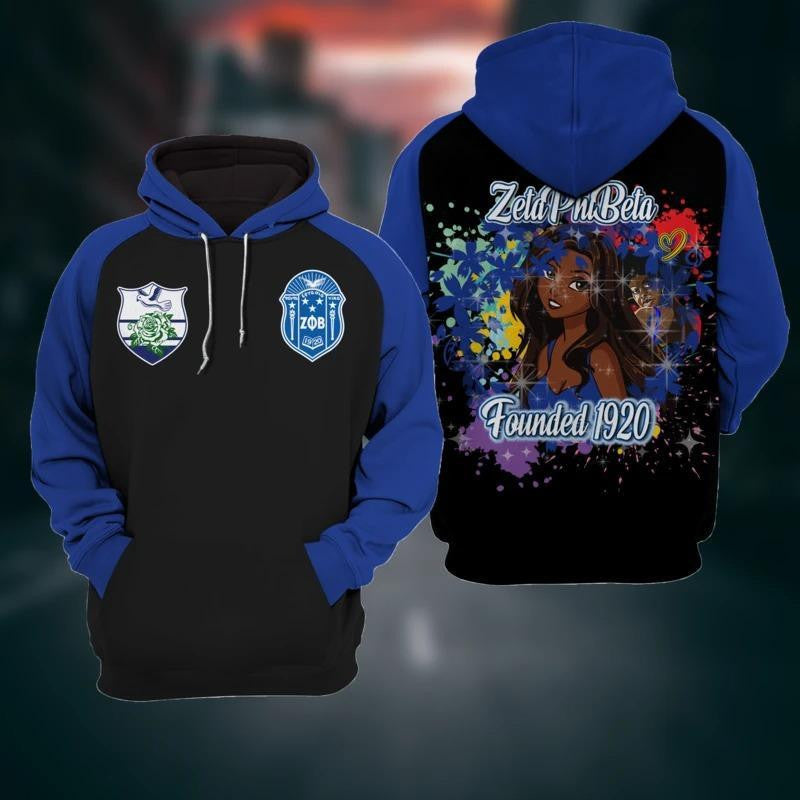Sorority Hoodie - Zeta Phi Beta Girl And Flowers Hoodie