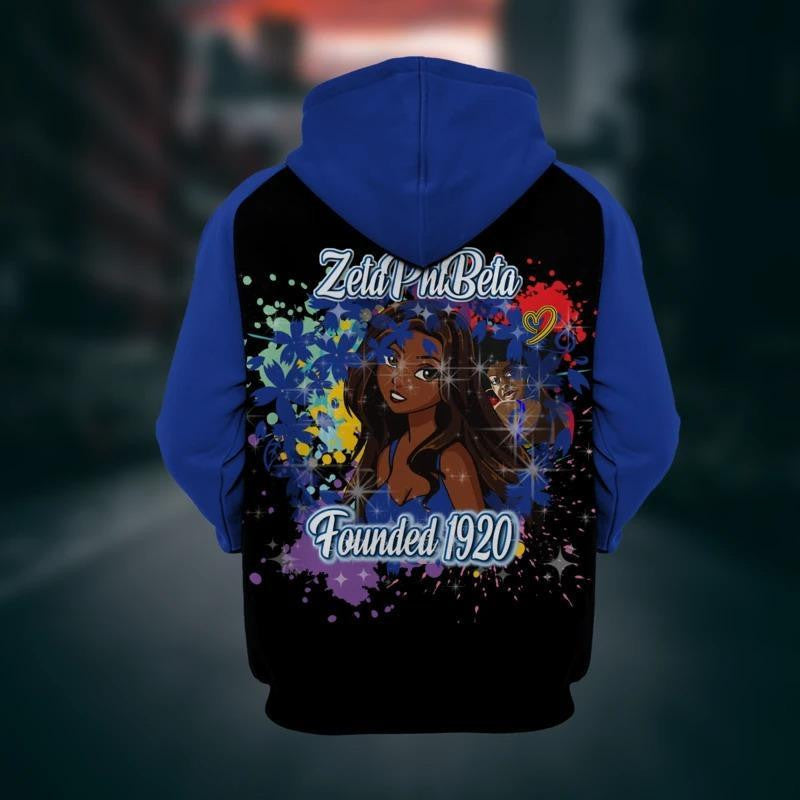 Sorority Hoodie - Zeta Phi Beta Girl And Flowers Hoodie