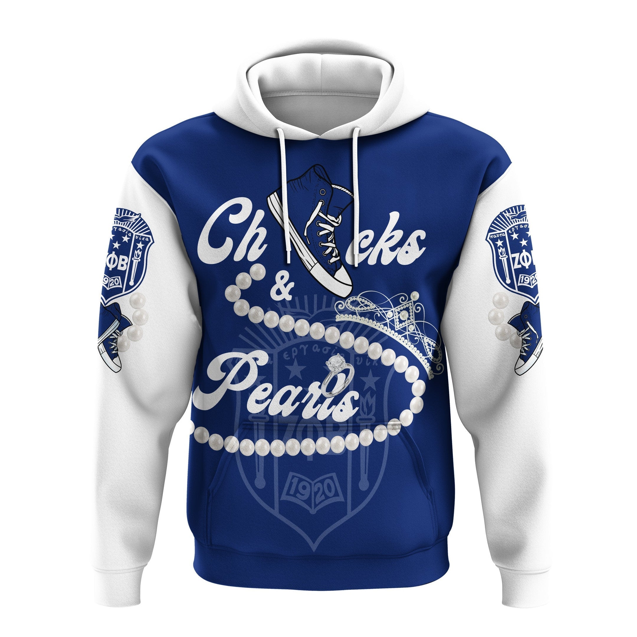 Sorority Hoodie - Zeta Phi Beta Chucks And Pearls Pullover Hoodie K.H Pearls