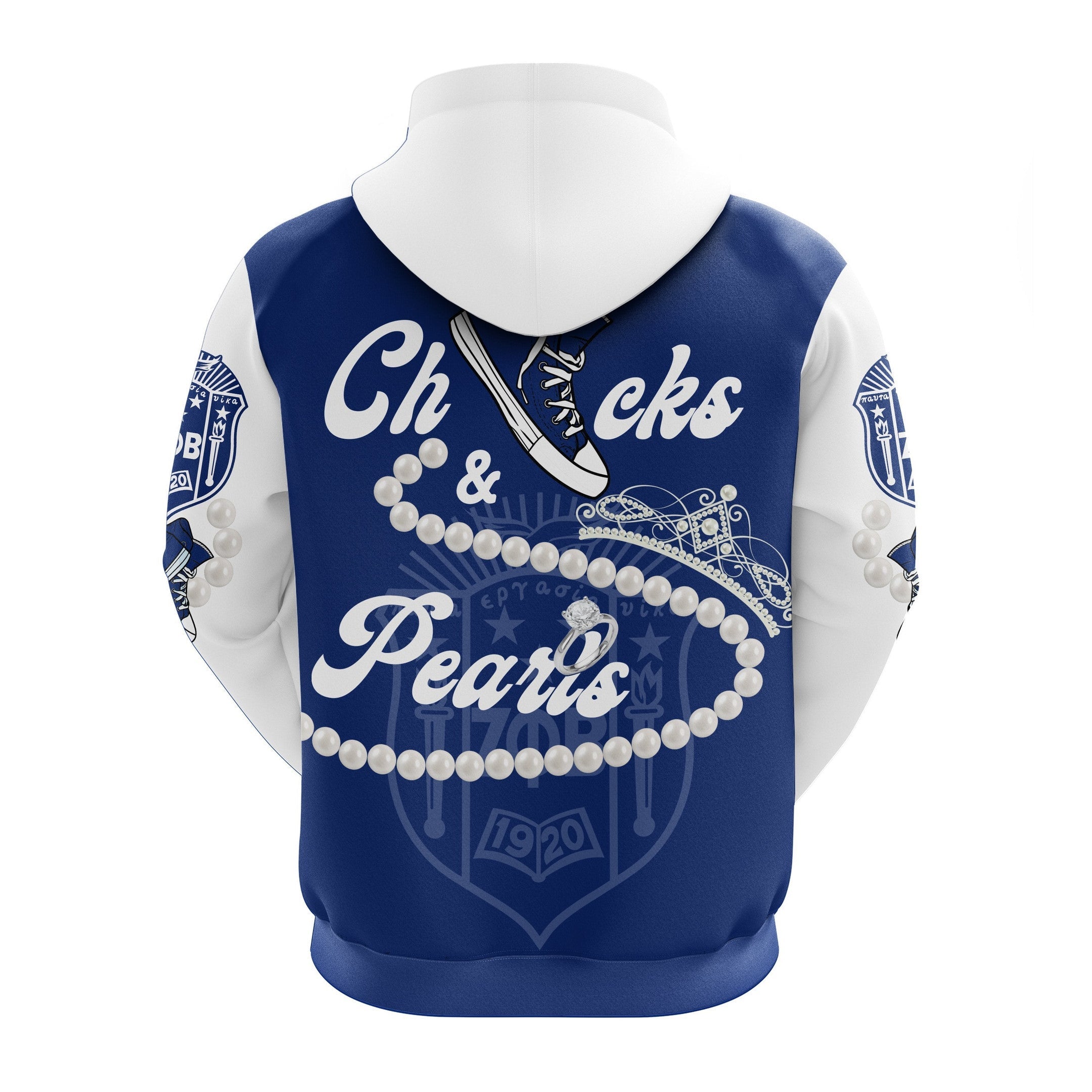 Sorority Hoodie - Zeta Phi Beta Chucks And Pearls Pullover Hoodie K.H Pearls