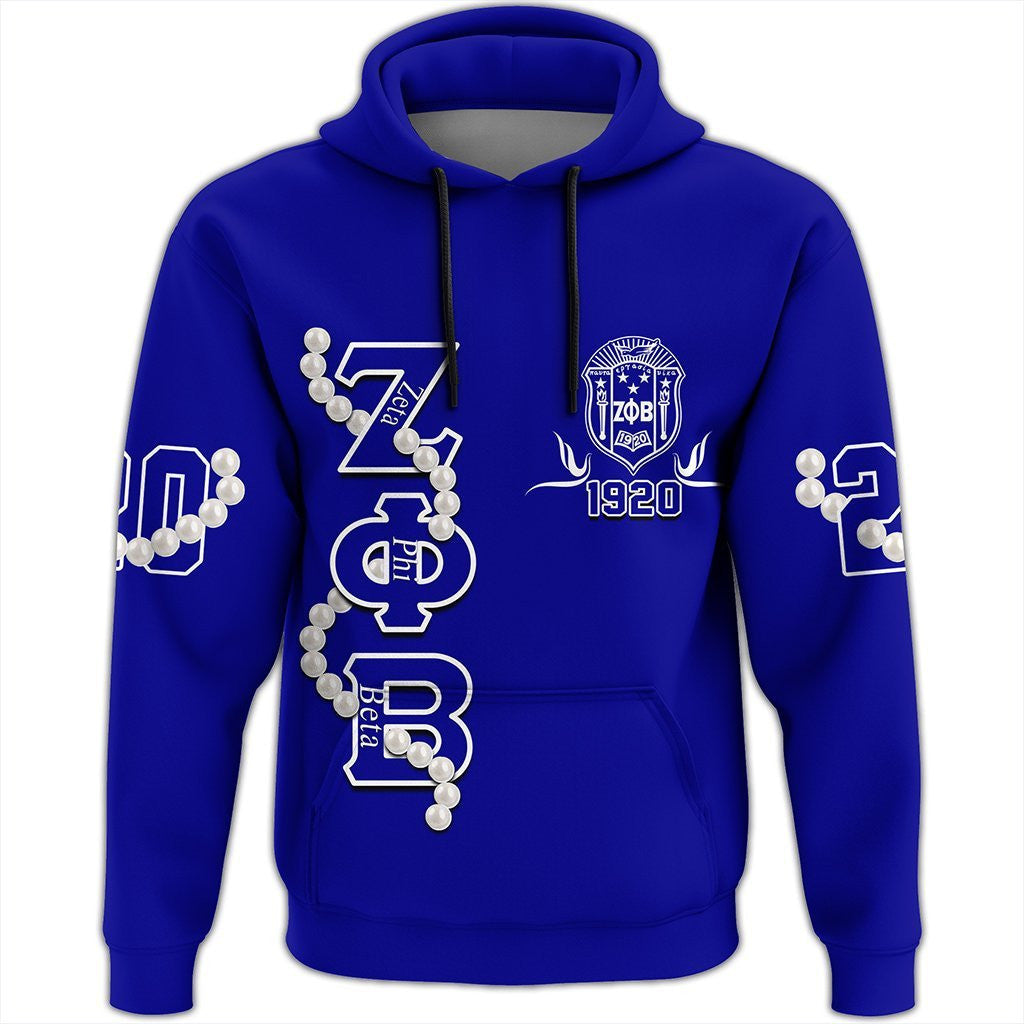 Sorority Hoodie - Zeta Phi Beta Pearl Blue Pullover Hoodie