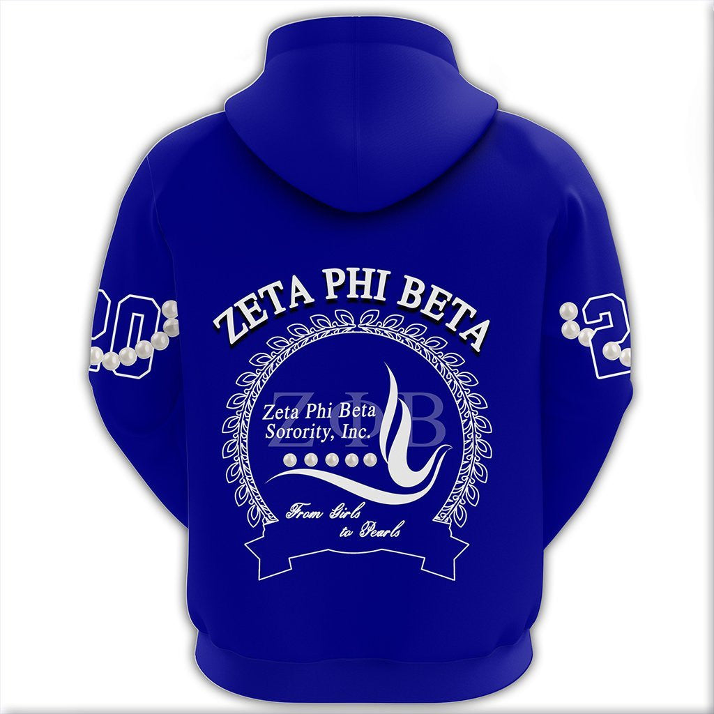 Sorority Hoodie - Zeta Phi Beta Pearl Blue Pullover Hoodie