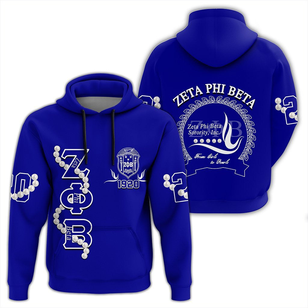 Sorority Hoodie - Zeta Phi Beta Pearl Blue Pullover Hoodie
