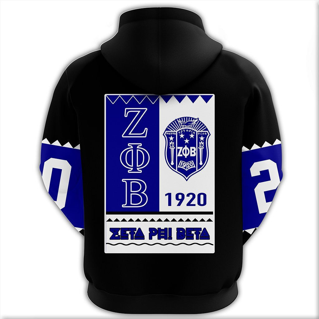 Sorority Hoodie - Zeta Phi Beta Black Style Pullover Hoodie