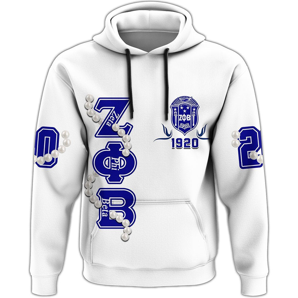 Sorority Hoodie - Zeta Phi Beta Pearl White Pullover Hoodie