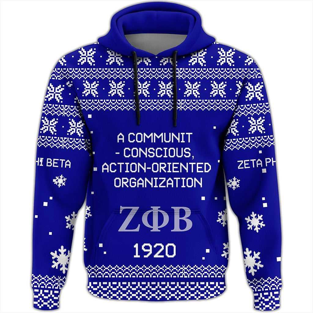 Sorority Hoodie - Zeta Phi Beta Xmas Motto Pullover Hoodie