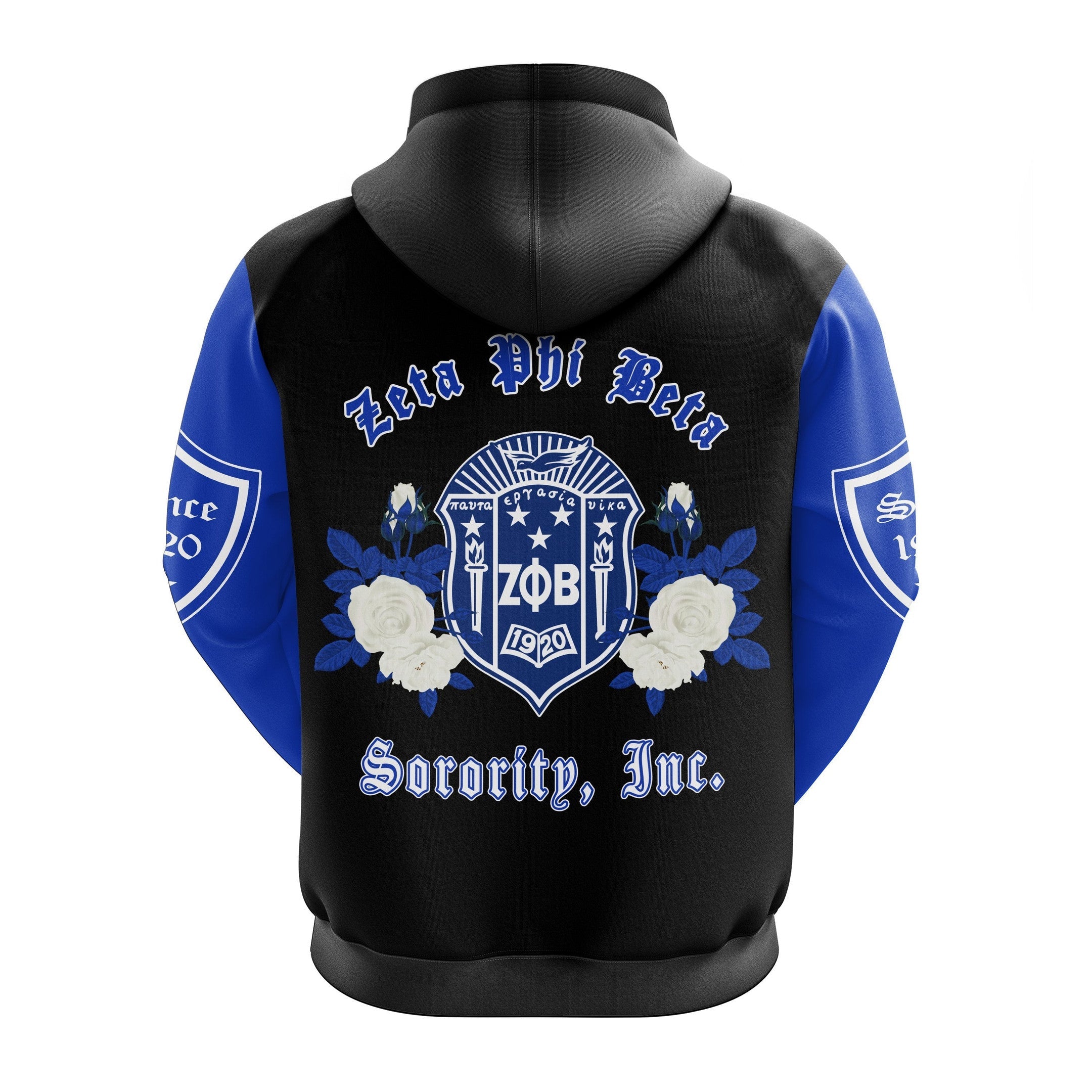 Sorority Hoodie - Zeta Phi Beta White Rose Pullover Hoodie