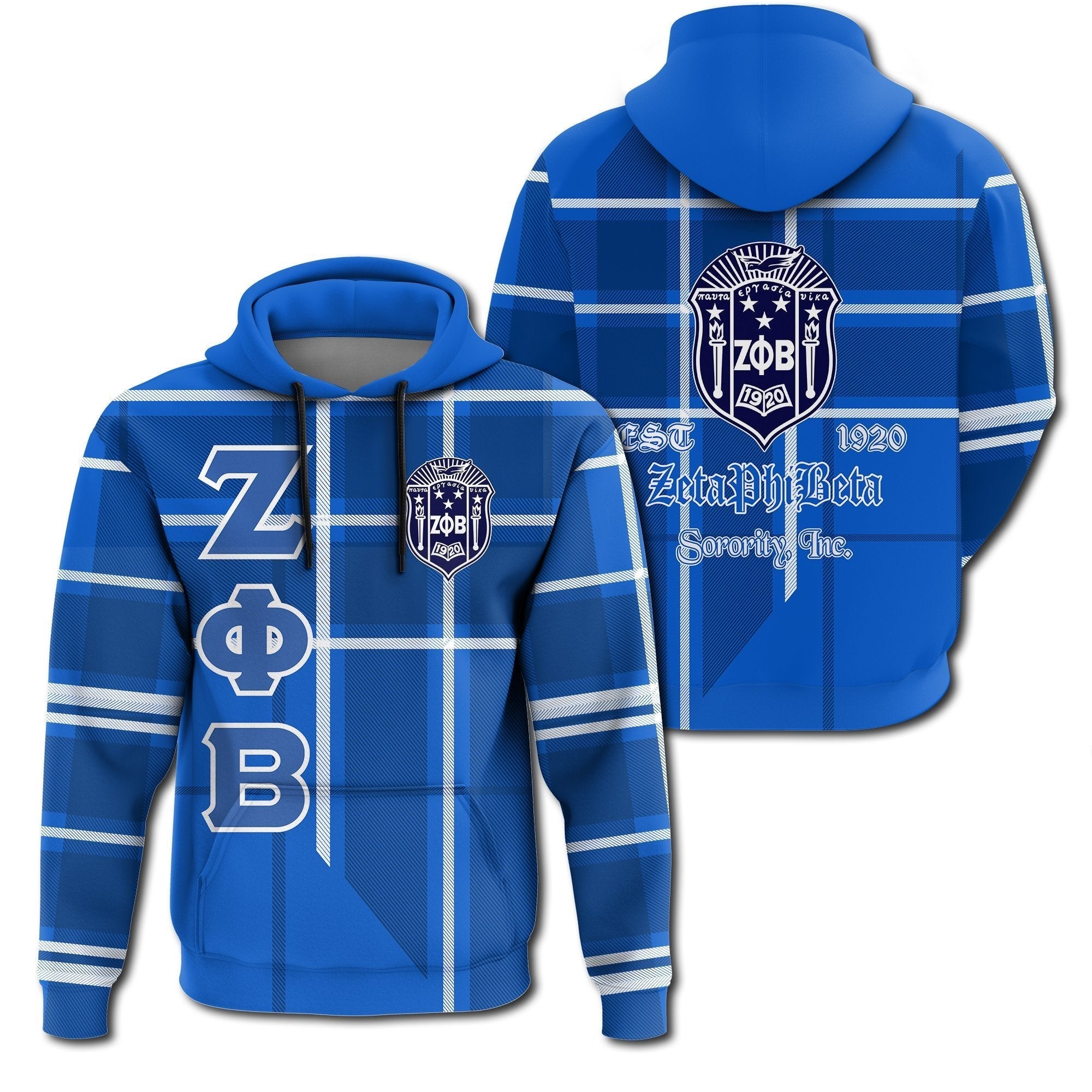 Sorority Hoodie - Zeta Phi Beta Burberr Style HoodieN